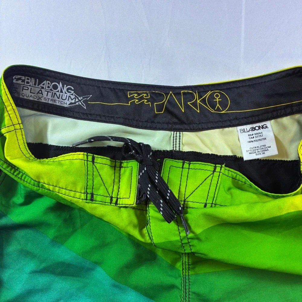 Billabong Platinum Quad X Stretch Board Shorts Mens 36 Green Blue Y2K M104LDOM